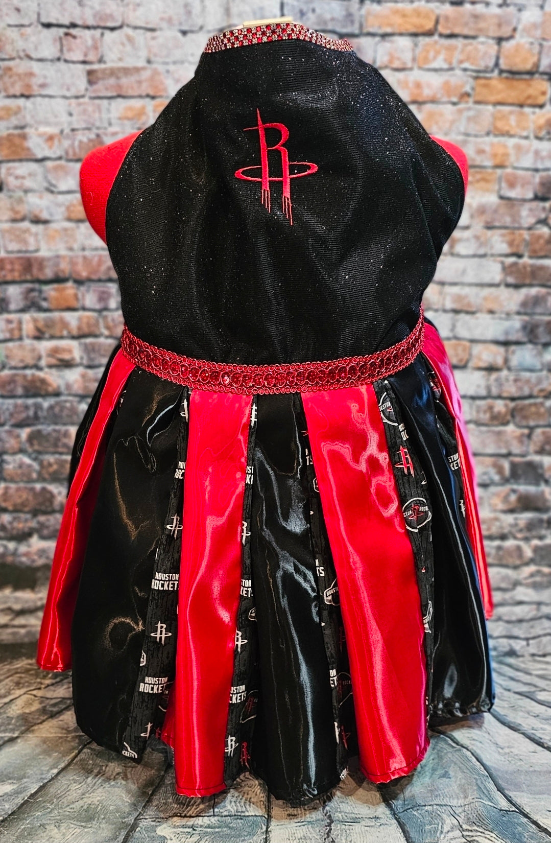 Houston Rockets glitter pet dress, rockets embroidered pet dress