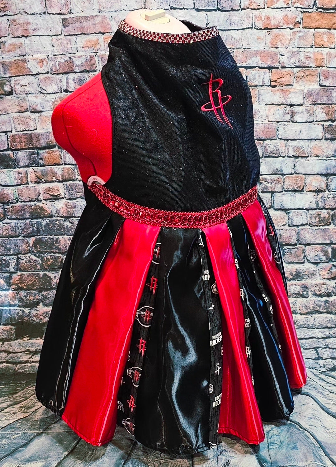 Houston Rockets glitter pet dress, rockets embroidered pet dress