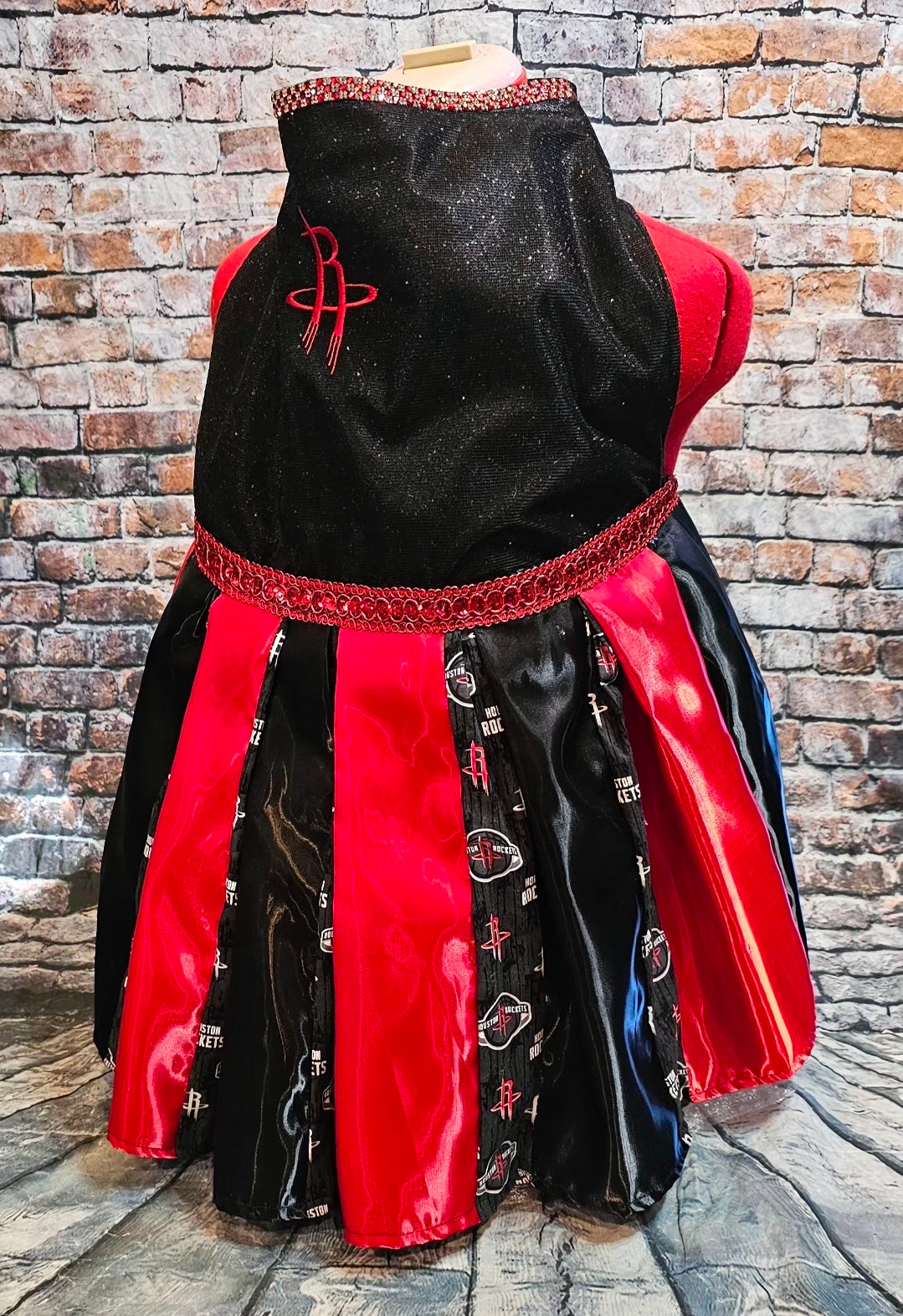 Houston Rockets glitter pet dress, rockets embroidered pet dress
