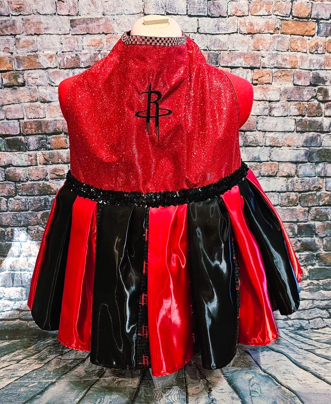 Houston Rockets glitter pet dress, rockets embroidered pet dress