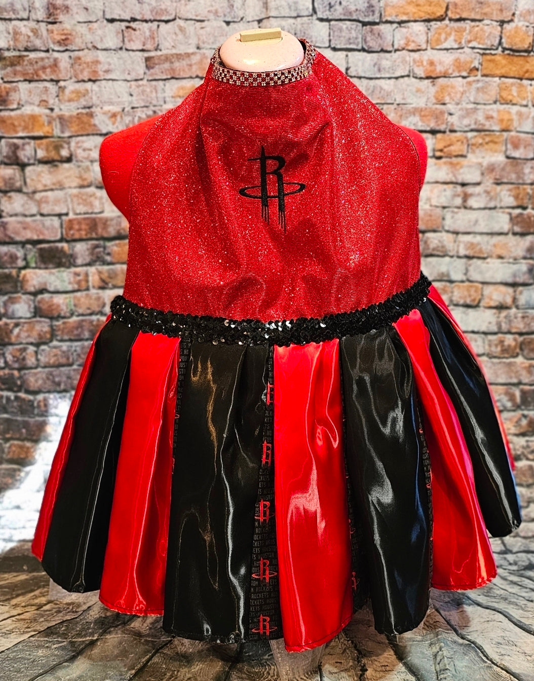 Houston Rockets glitter pet dress, rockets embroidered pet dress
