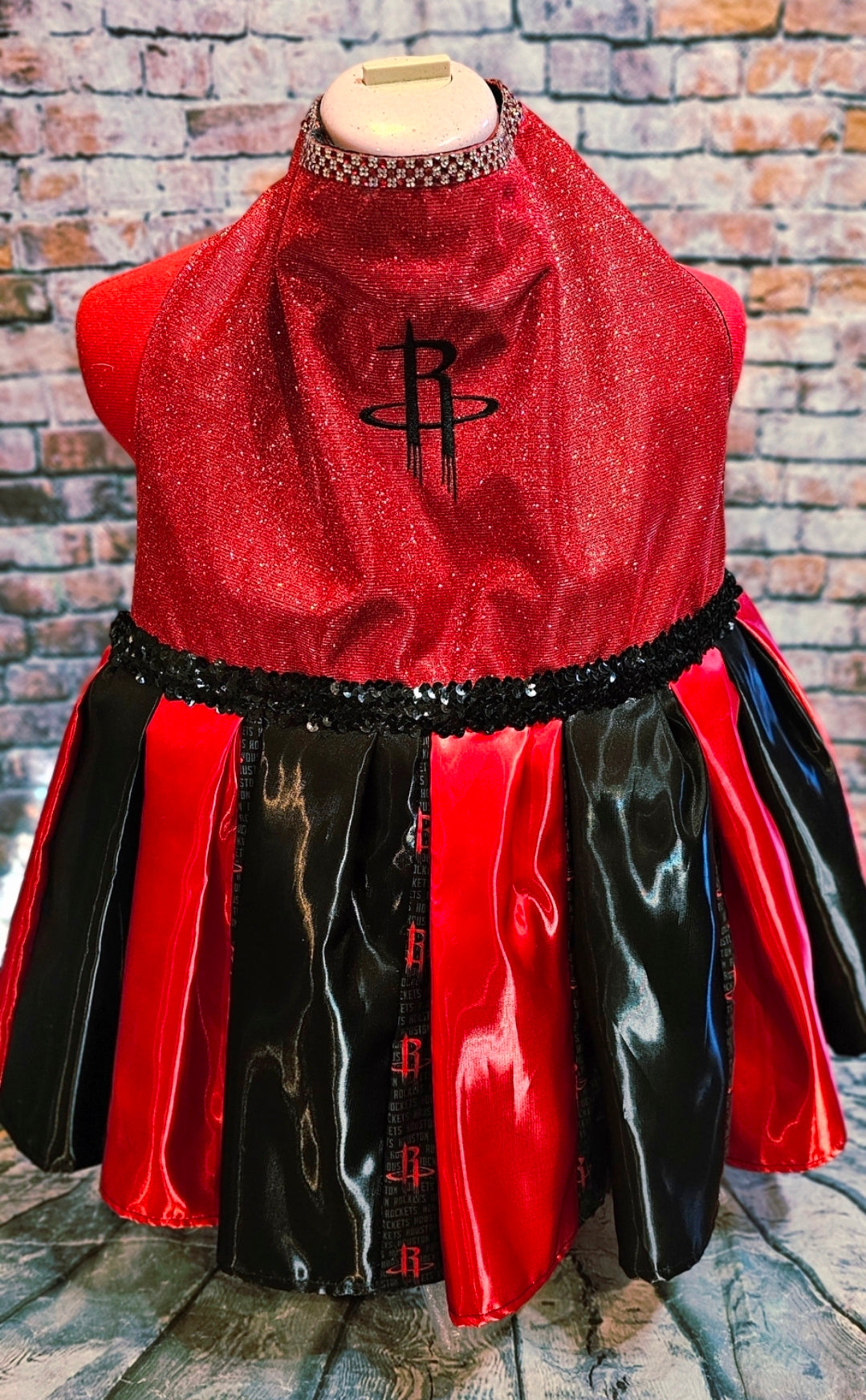 Houston Rockets glitter pet dress, rockets embroidered pet dress