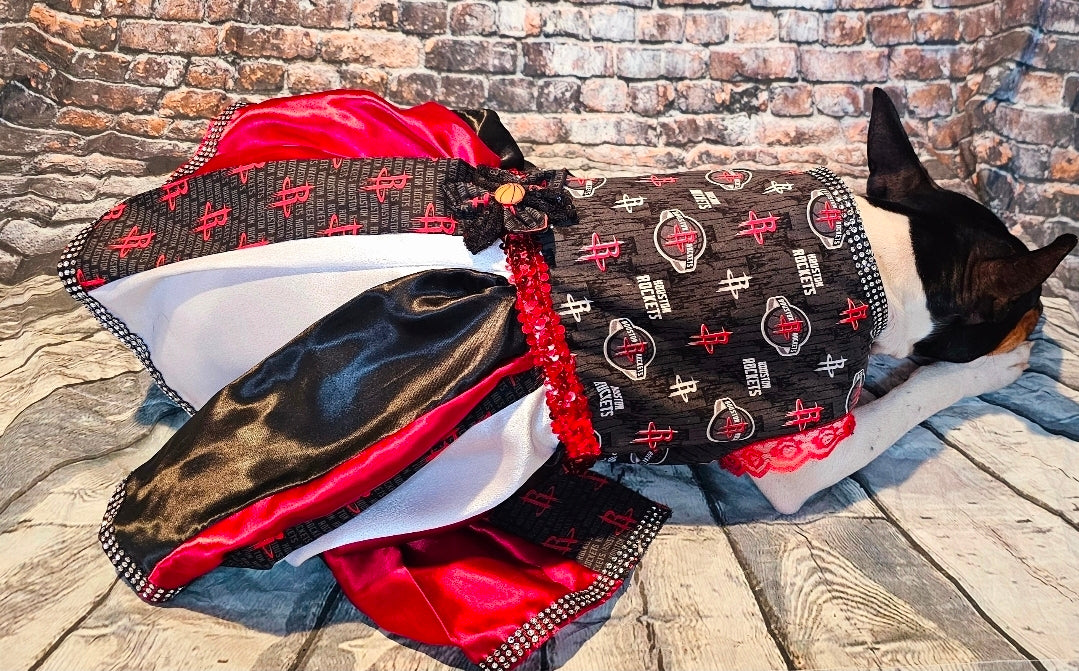 Houston Rockets pet dress, Houston rockets dog dress, Houston rockets cat dress, Rockets basketball pet dress, rockets pet clothes