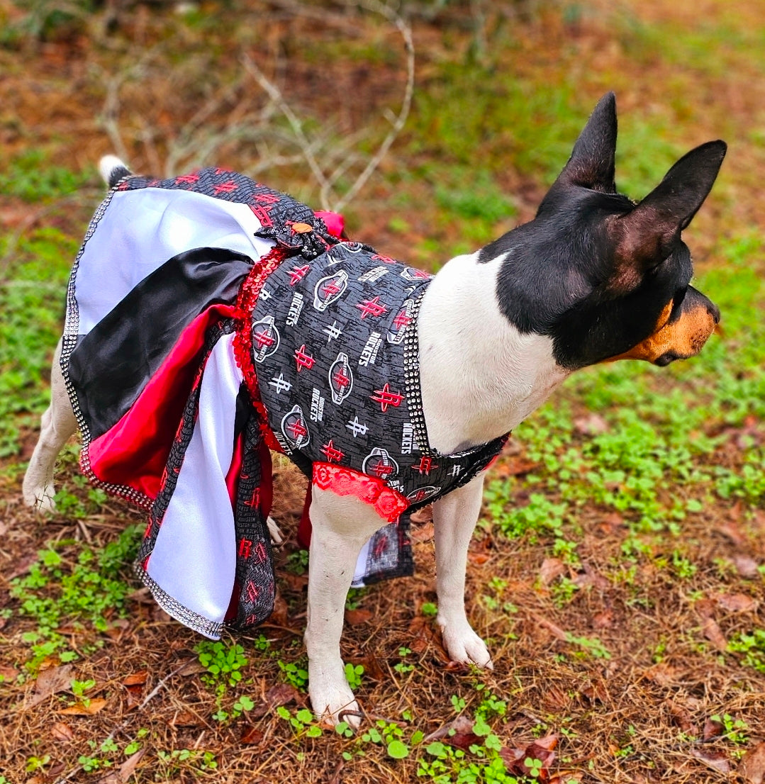 Houston Rockets pet dress, Houston rockets dog dress, Houston rockets cat dress, Rockets basketball pet dress, rockets pet clothes