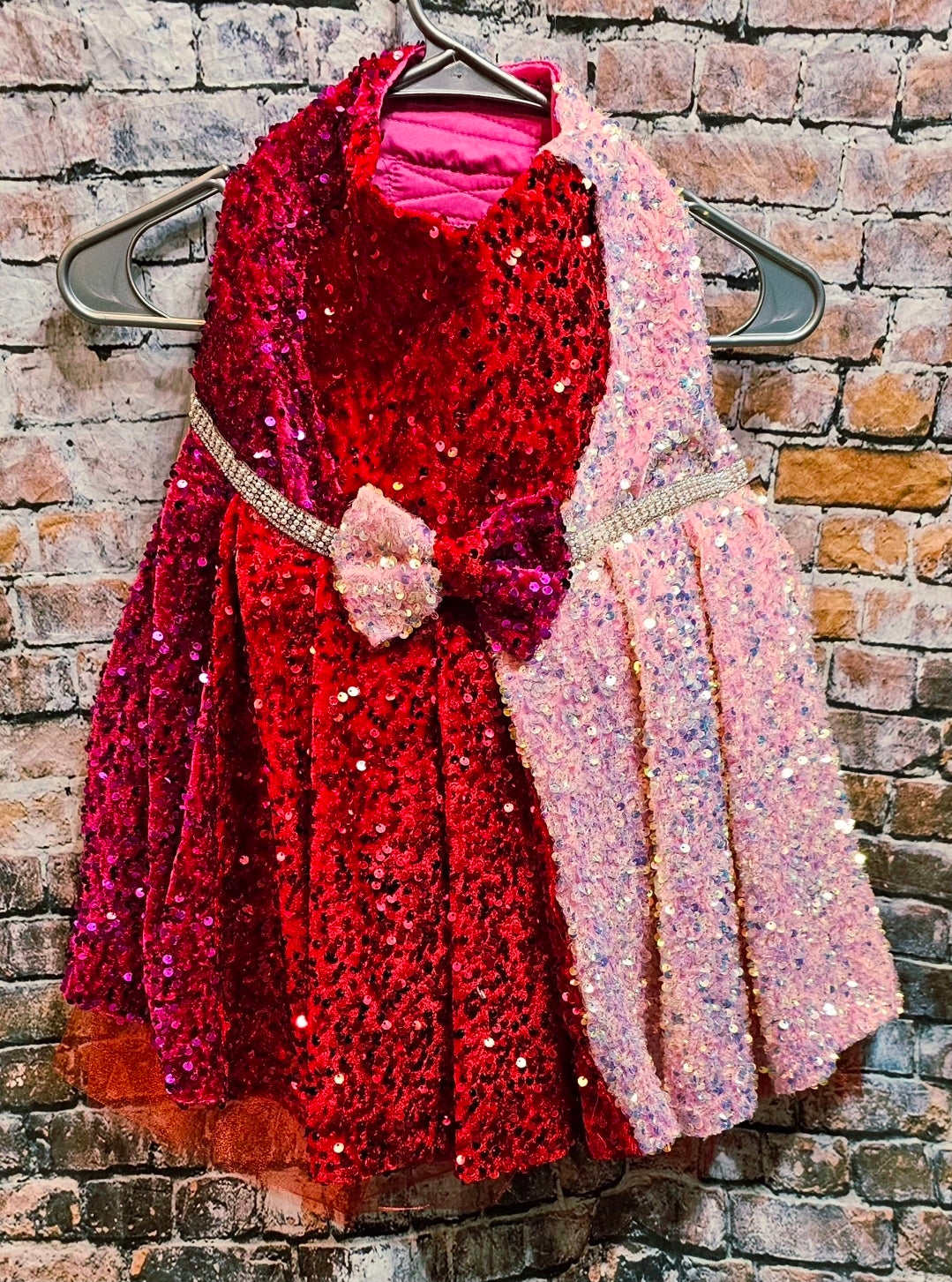 Valentine velvet sequin pet dress, Velvet sequin heart pet dress, velvet heart dog dress