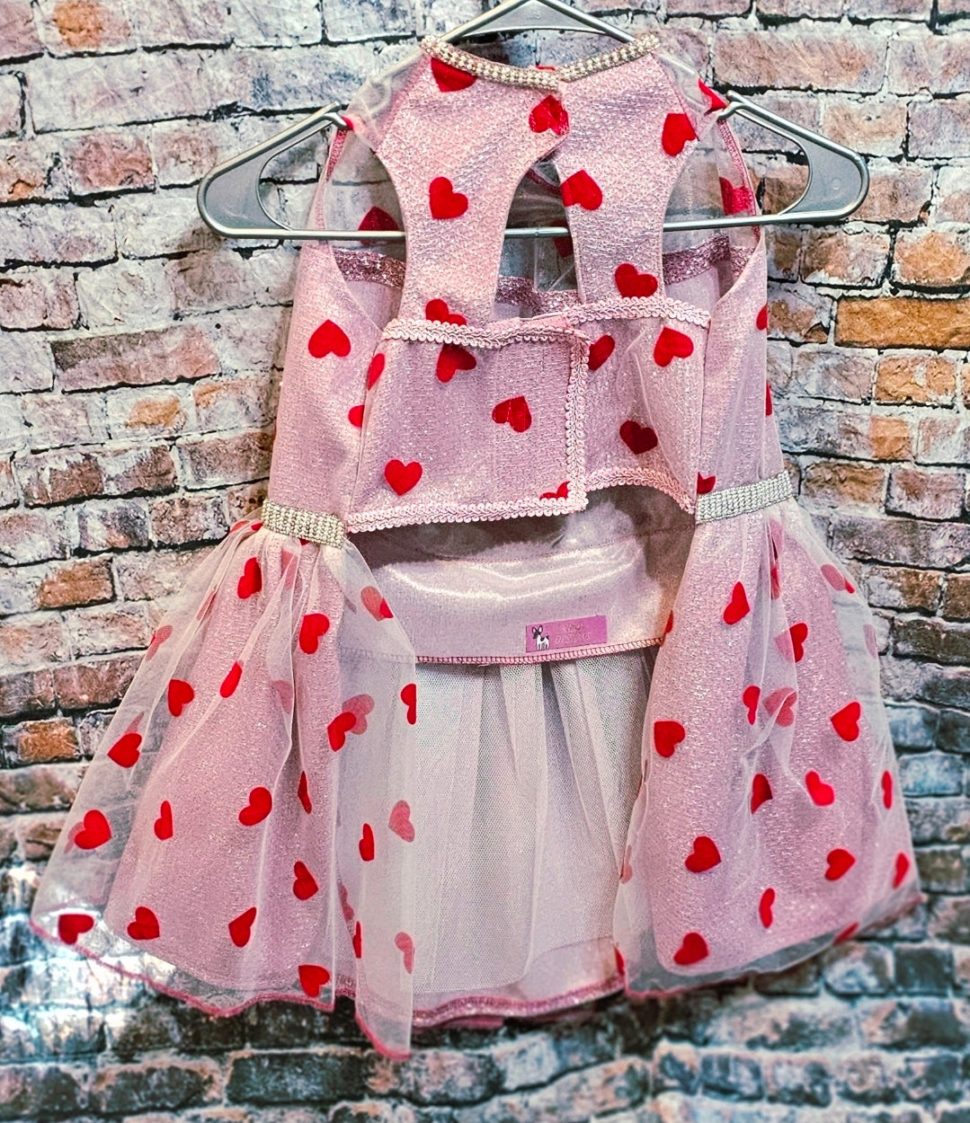 Valentine Tulle pet dress, heart tulle pet dress, valentine heart dog dress