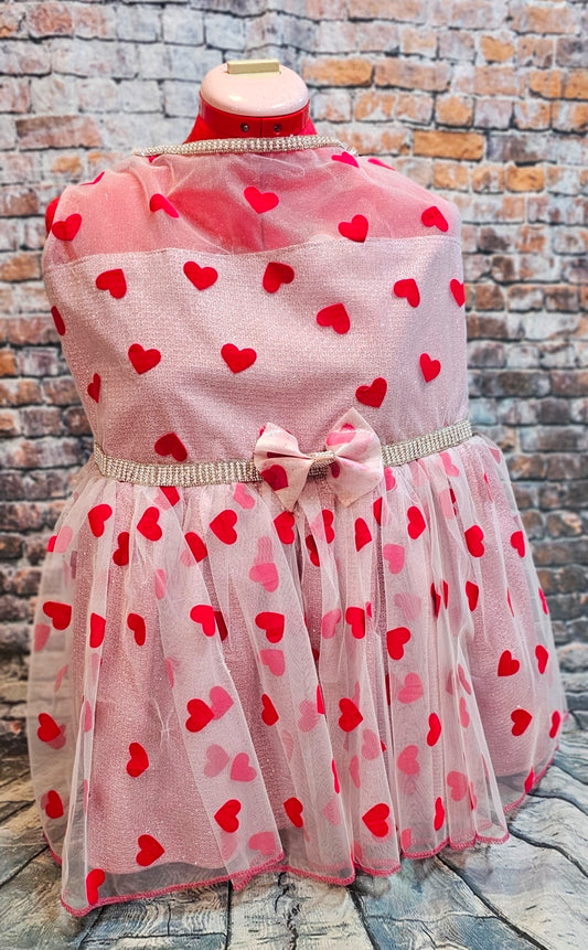 Valentine Tulle pet dress, heart tulle pet dress, valentine heart dog dress