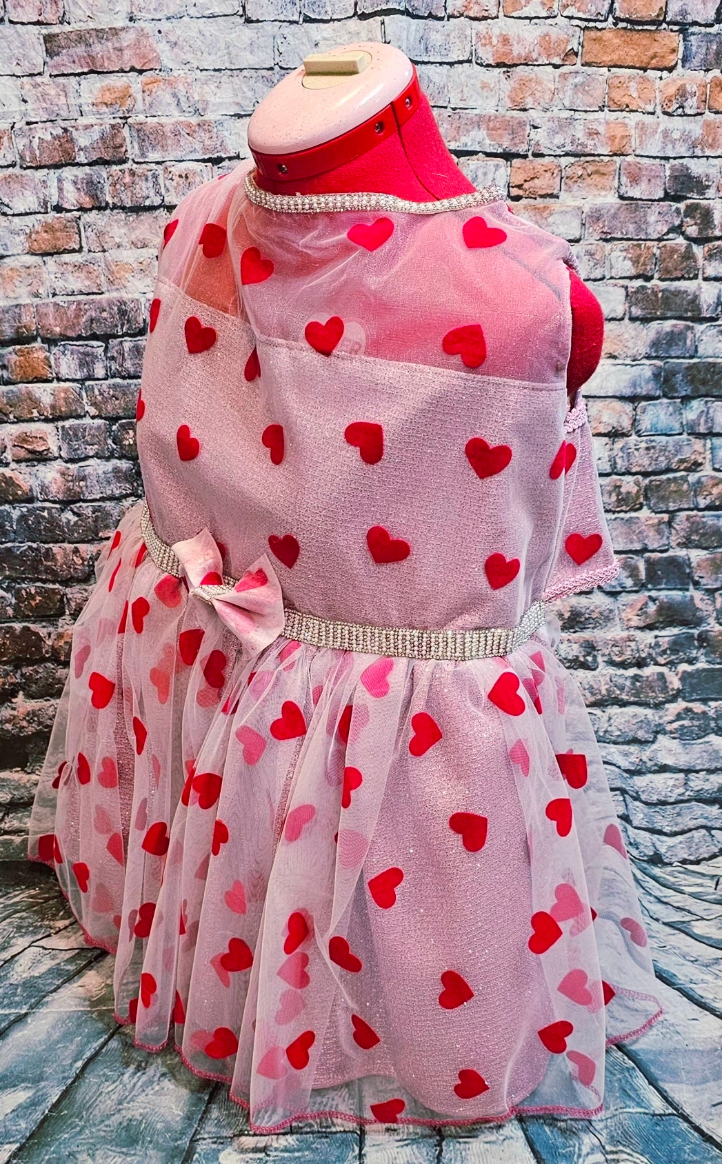 Valentine Tulle pet dress, heart tulle pet dress, valentine heart dog dress
