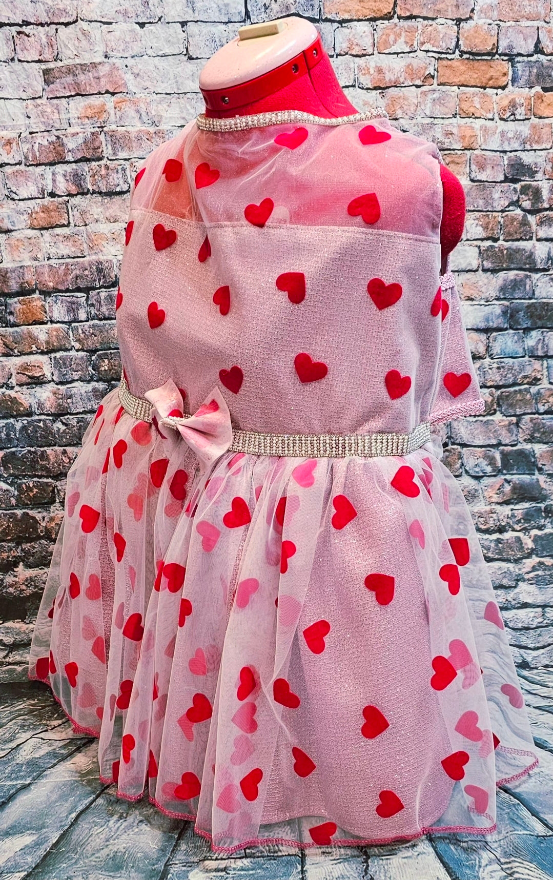 Valentine Tulle pet dress, heart tulle pet dress, valentine heart dog dress