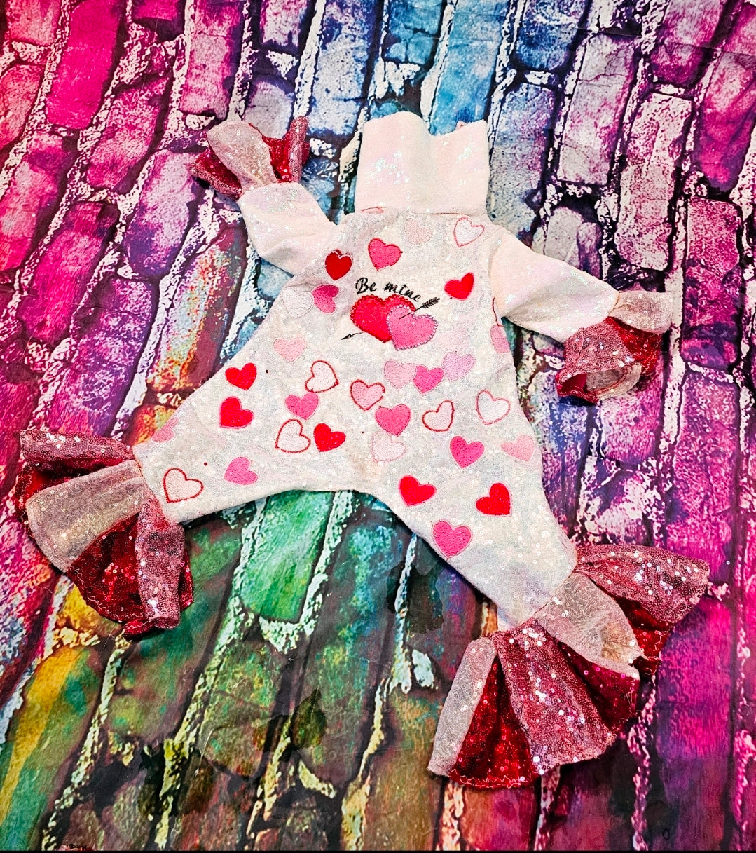 Valentine Pet body suit, Sequin valentine pet suit, Be mine valentine pet