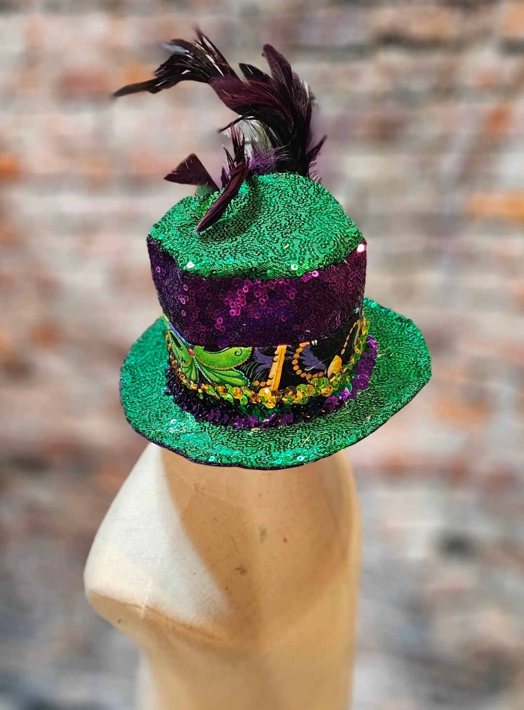 Mardi Gras Sequin pet hat, Fat Tuesday sequin pet hat, Feather Pet top hat