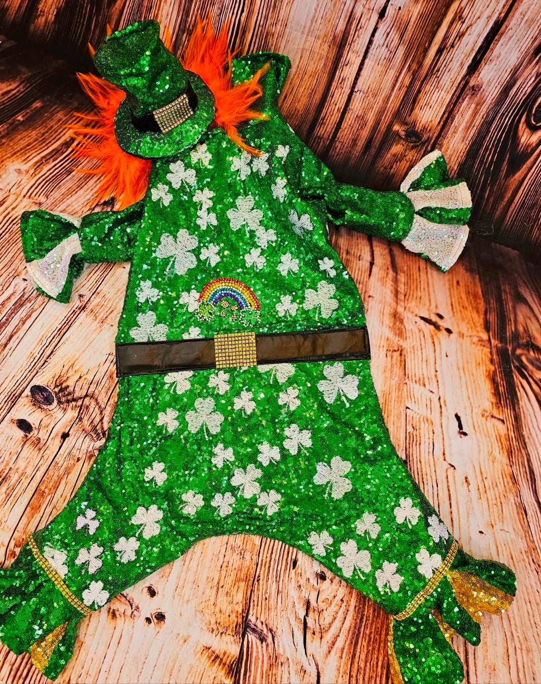 Leprechaun pet costume, Leprechaun dog costume, St. Patty's pet costume, sequin pet costume, Irish pet costume, St Patrick's Day pet costume