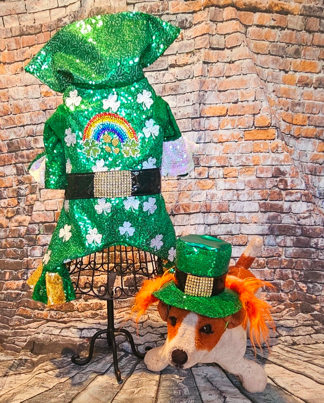 Leprechaun pet costume, Leprechaun dog costume, St. Patty's pet costume, sequin pet costume, Irish pet costume, St Patrick's Day pet costume