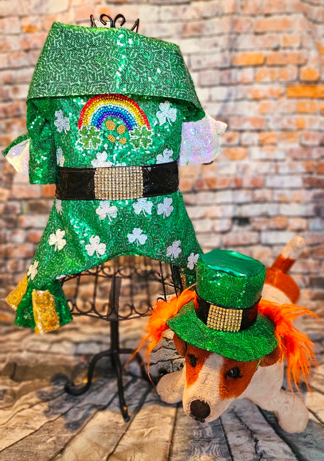 Leprechaun pet costume, Leprechaun dog costume, St. Patty's pet costume, sequin pet costume, Irish pet costume, St Patrick's Day pet costume