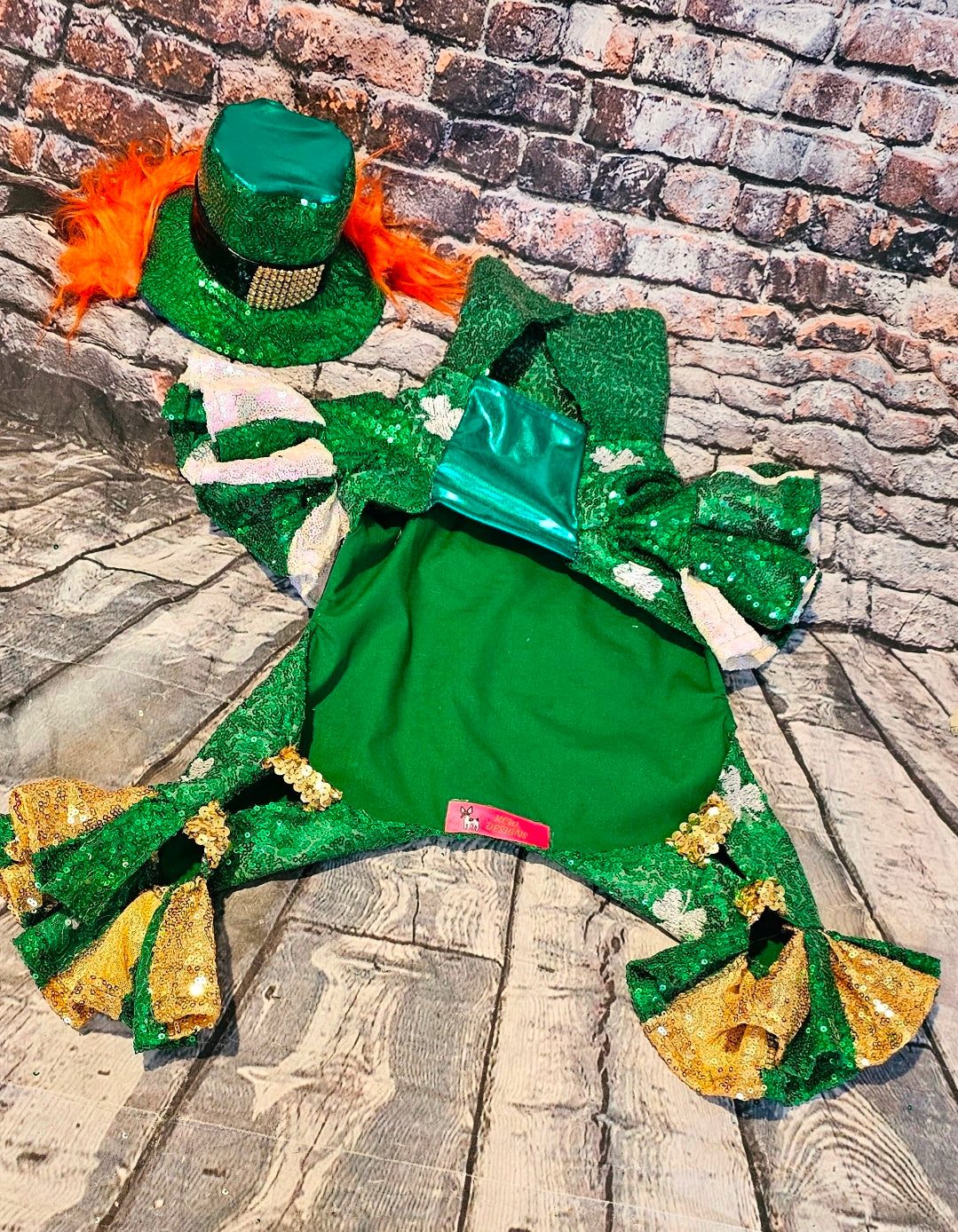 Leprechaun pet costume, Leprechaun dog costume, St. Patty's pet costume, sequin pet costume, Irish pet costume, St Patrick's Day pet costume