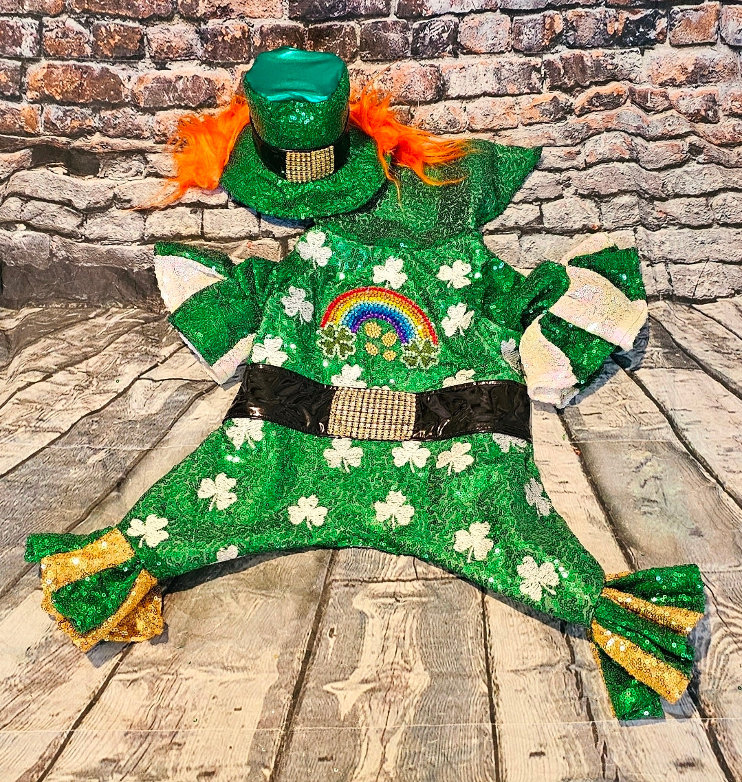 Leprechaun pet costume, Leprechaun dog costume, St. Patty's pet costume, sequin pet costume, Irish pet costume, St Patrick's Day pet costume
