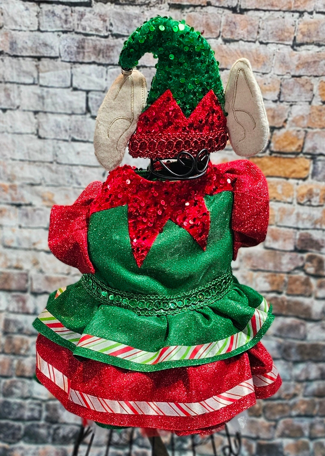 Elf glitter sequin pet dress, Elf pet costume, Elf glitter sequin pet costume