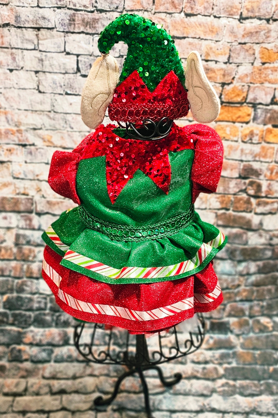 Elf glitter sequin pet dress, Elf pet costume, Elf glitter sequin pet costume