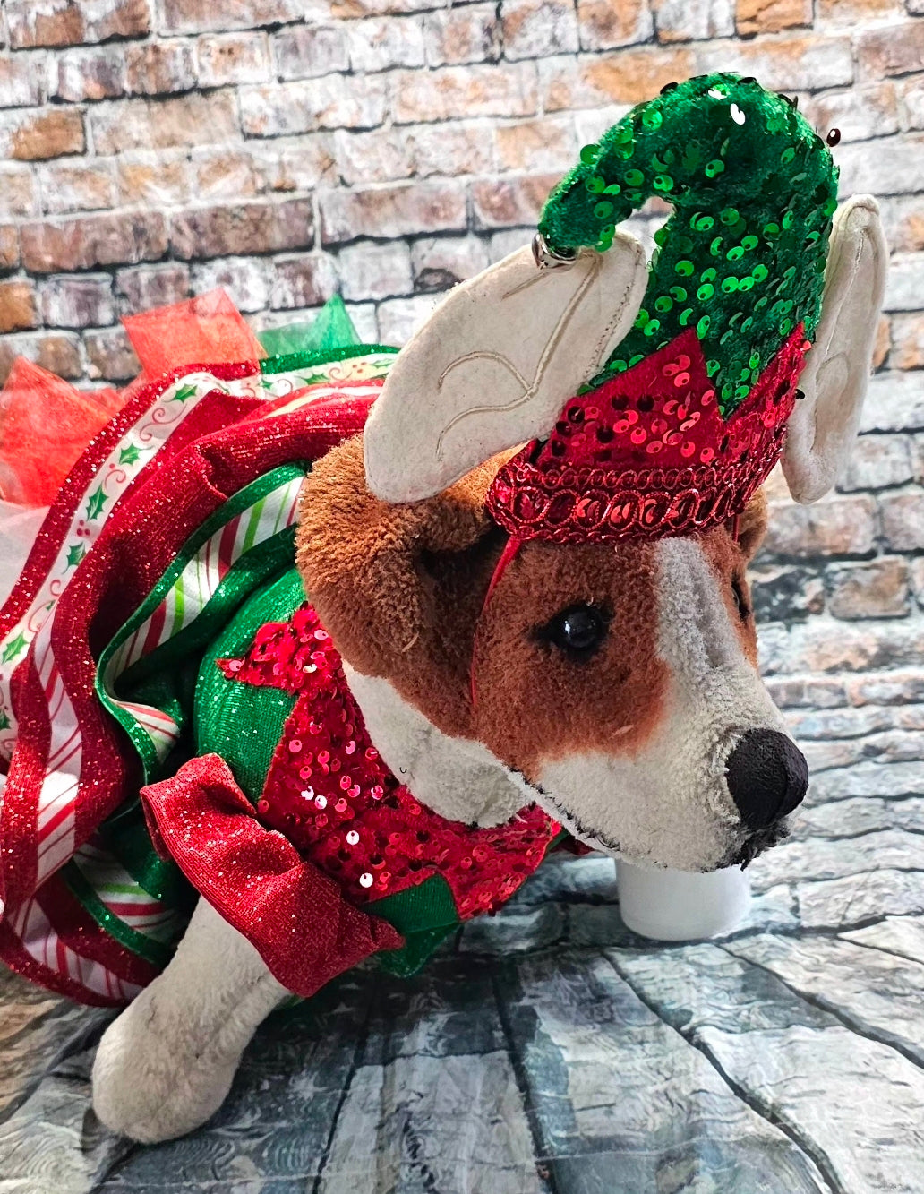 Elf glitter sequin pet dress, Elf pet costume, Elf glitter sequin pet costume