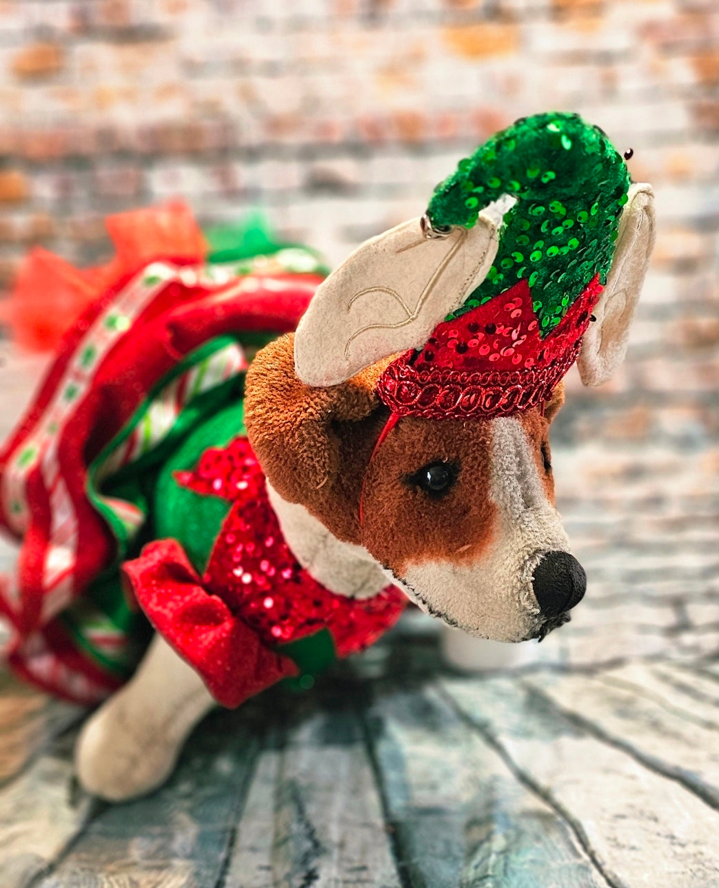 Elf glitter sequin pet dress, Elf pet costume, Elf glitter sequin pet costume
