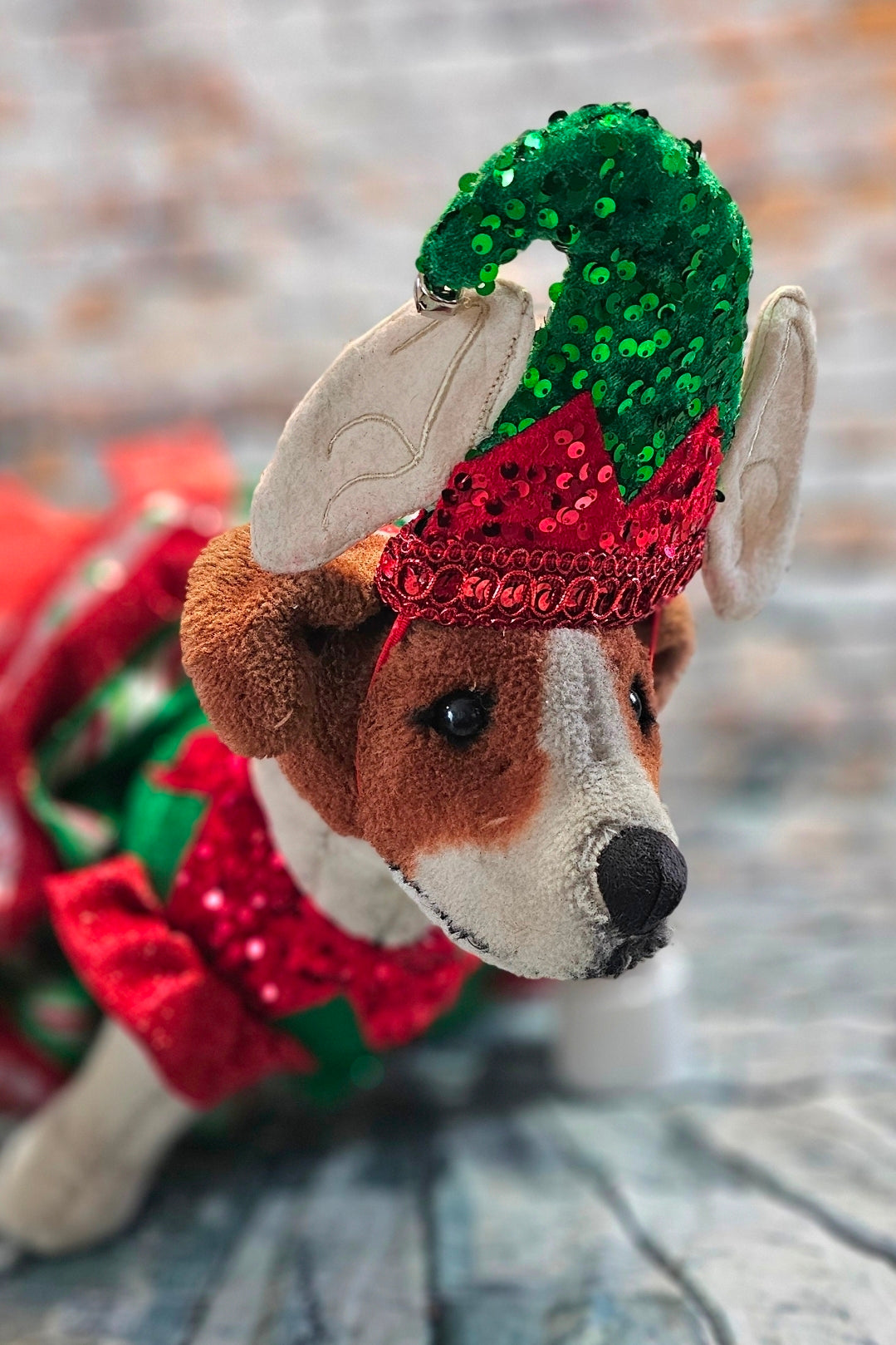 Elf glitter sequin pet dress, Elf pet costume, Elf glitter sequin pet costume