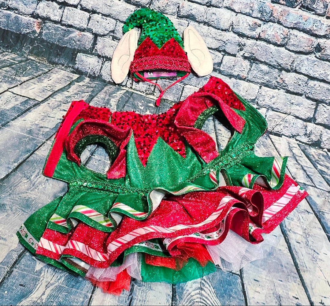 Elf glitter sequin pet dress, Elf pet costume, Elf glitter sequin pet costume