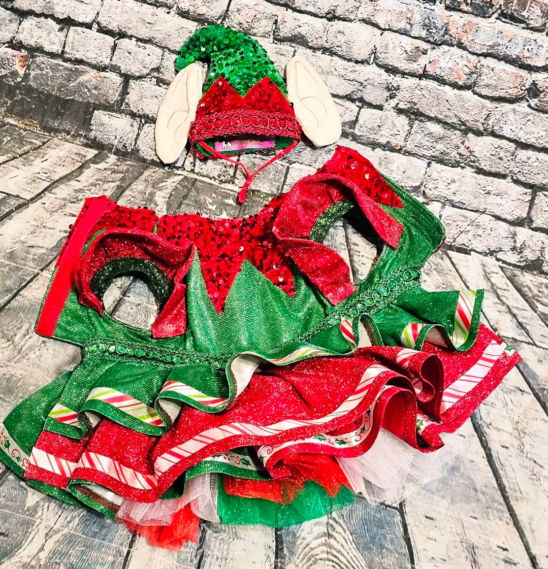 Elf glitter sequin pet dress, Elf pet costume, Elf glitter sequin pet costume