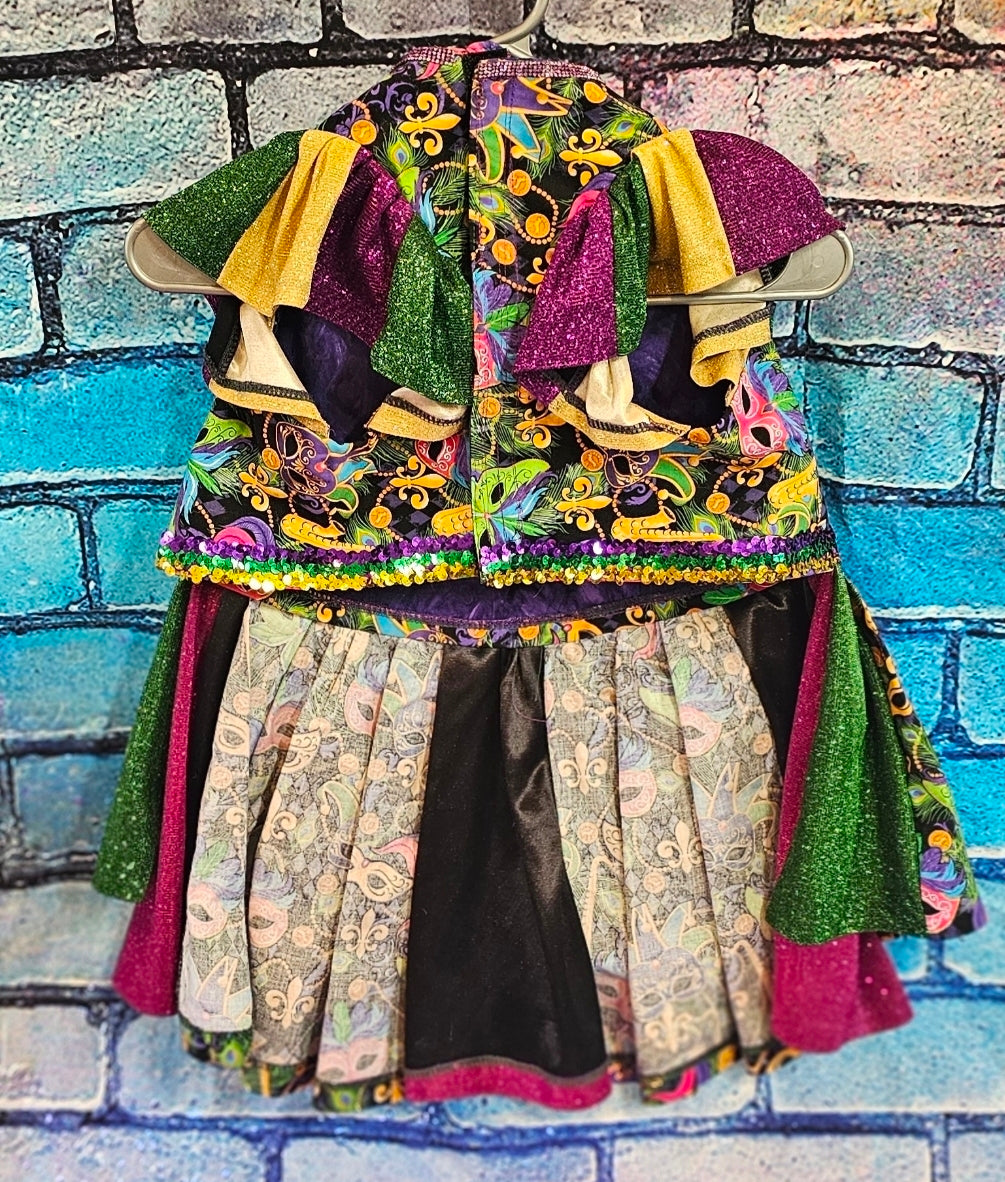 Mardi Gras Pet Dress, Mardi Gras Pet Costume, Mardi gras dog dress and mask