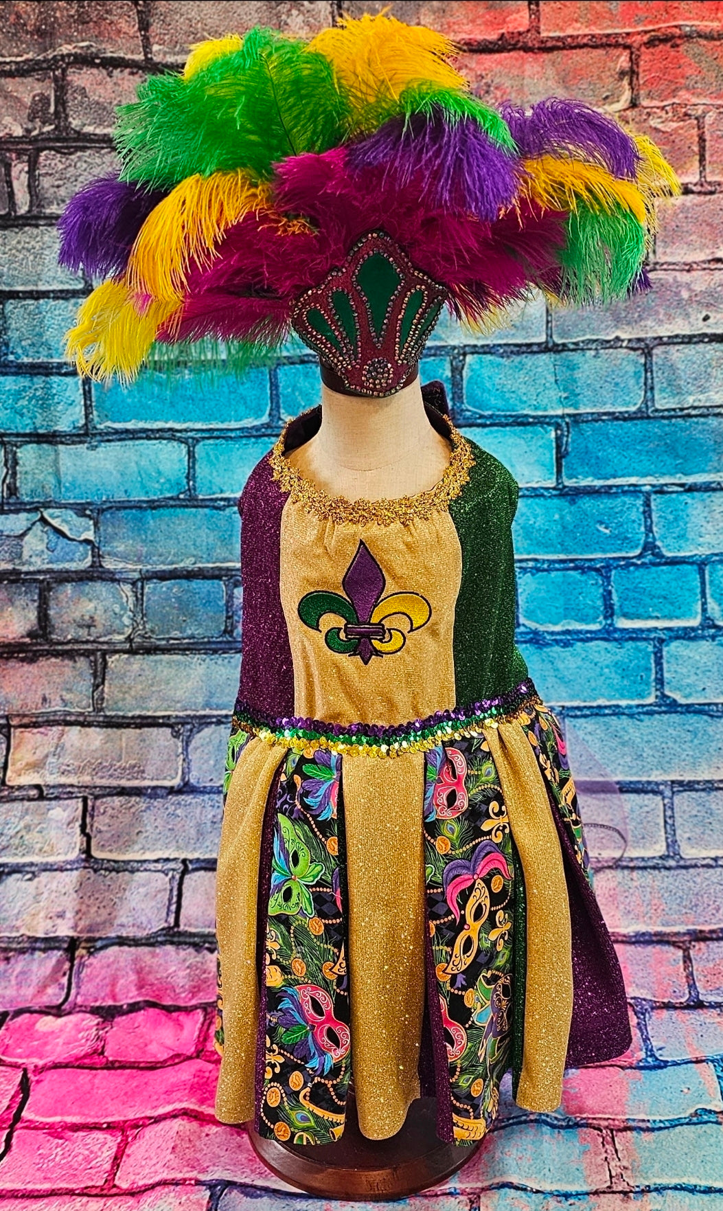 Fleur De Lis pet dress, Glitter embroidered Mardi Gras Pet Dress, Mardi Gras Pet Costume