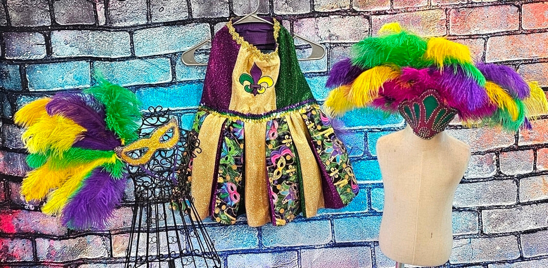 Fleur De Lis pet dress, Glitter embroidered Mardi Gras Pet Dress, Mardi Gras Pet Costume