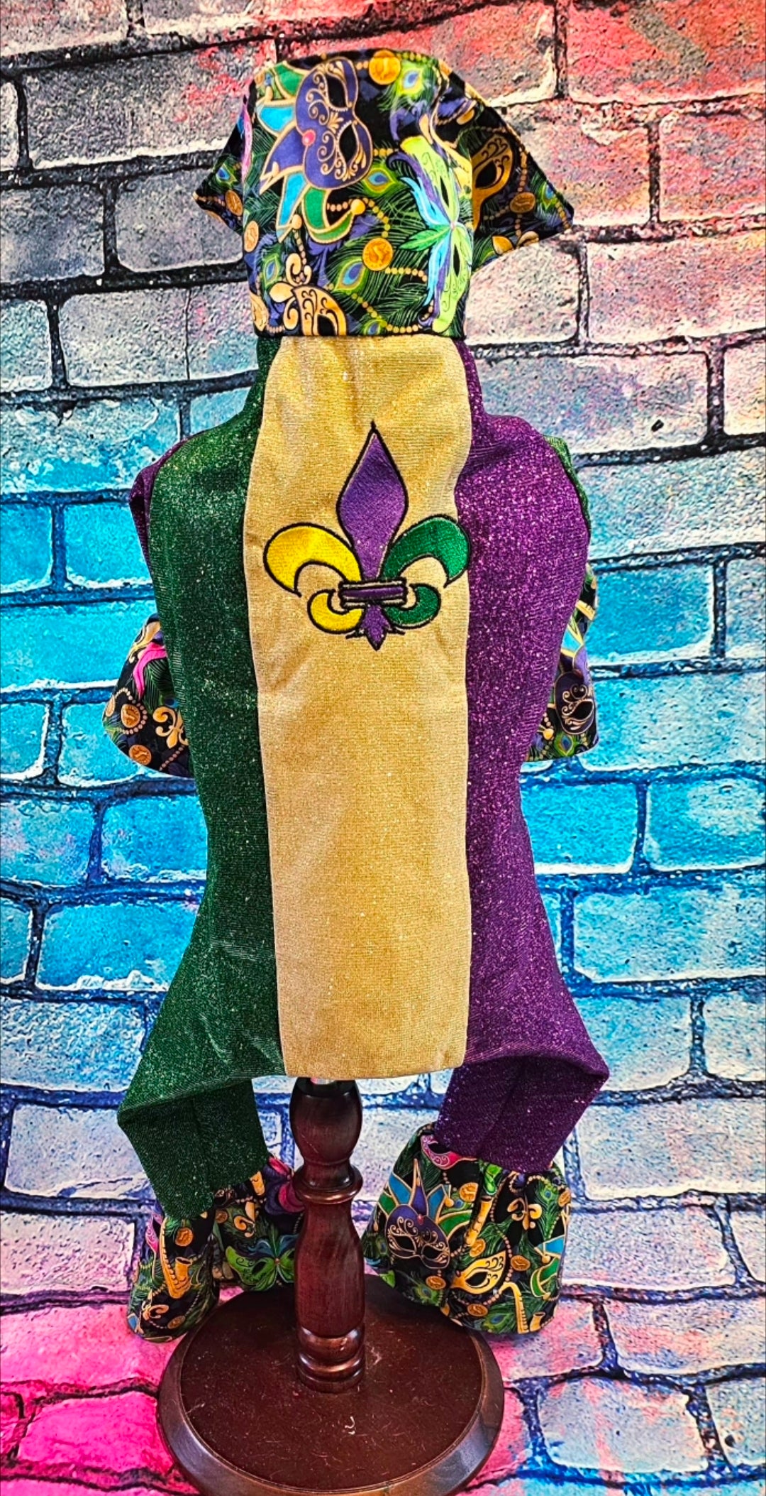 Mardi Gras pet suit, glitter Mardi Gras pet costume, Fleur De Lis pet costume