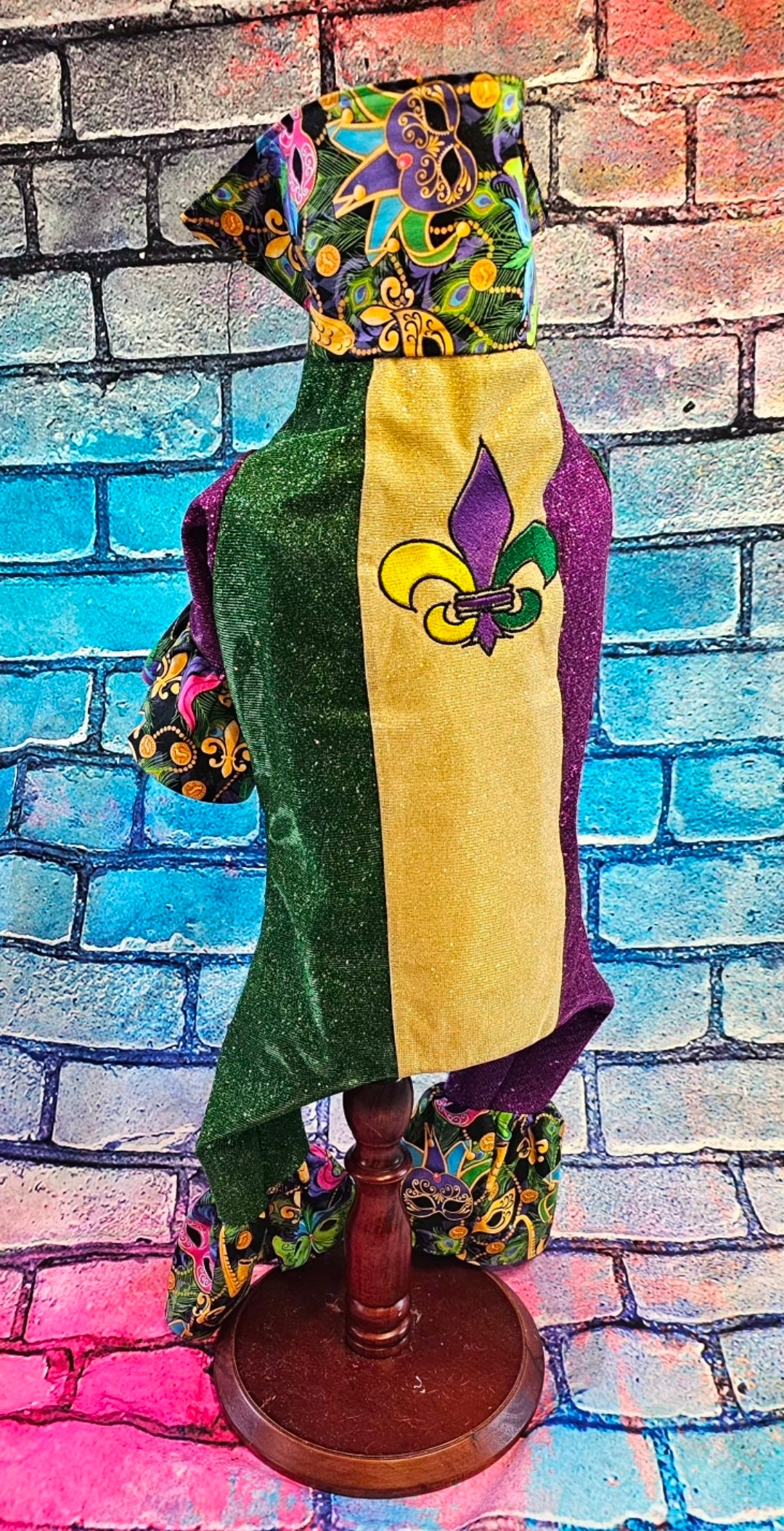 Mardi Gras pet suit, glitter Mardi Gras pet costume, Fleur De Lis pet costume