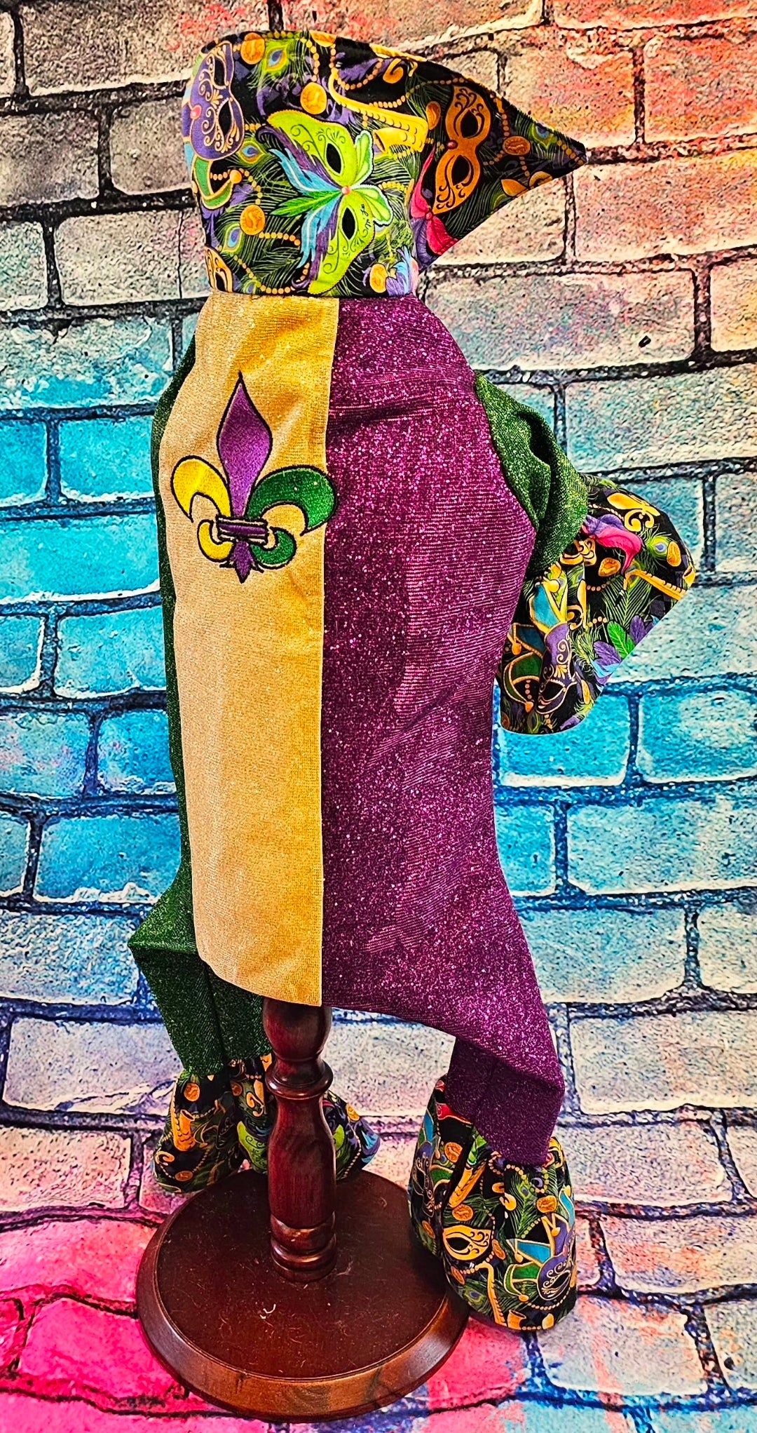 Mardi Gras pet suit, glitter Mardi Gras pet costume, Fleur De Lis pet costume