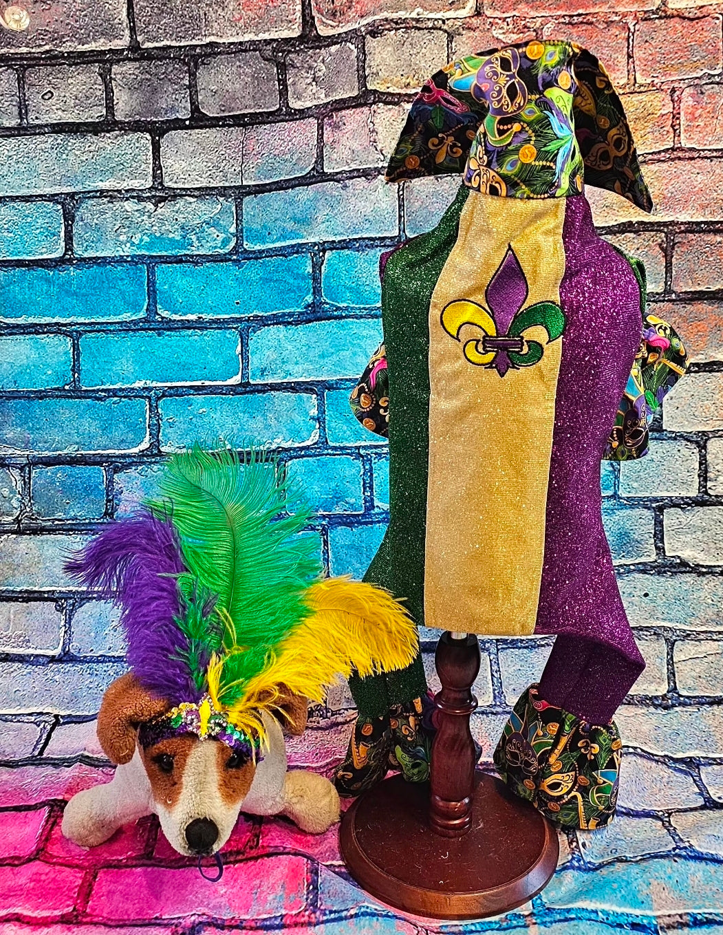 Mardi Gras pet suit, glitter Mardi Gras pet costume, Fleur De Lis pet costume