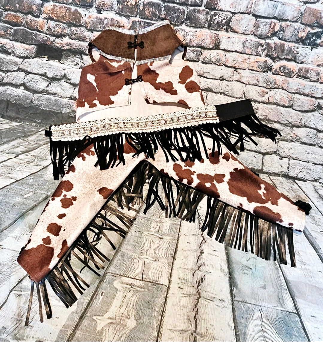 Western pet costume, chaps for pets, vest and chaps pet costume