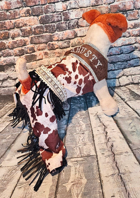 Western pet costume, chaps for pets, vest and chaps pet costume
