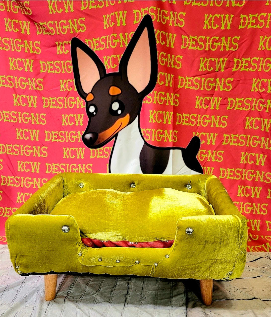 Velvet Contemporary Pet Bed, luxury pet bed with legs, upholstered pet bed