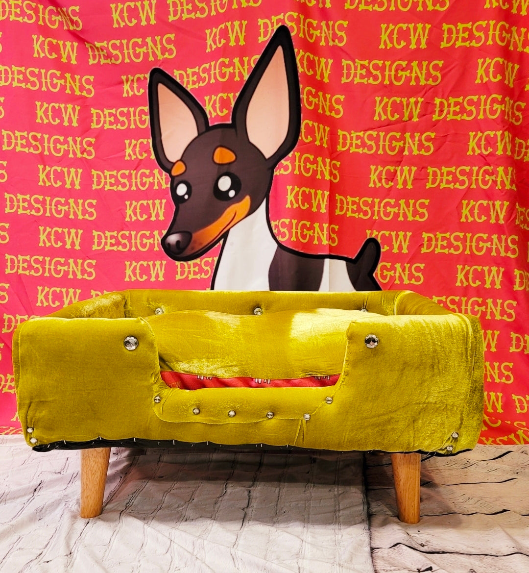 Velvet Contemporary Pet Bed, luxury pet bed with legs, upholstered pet bed