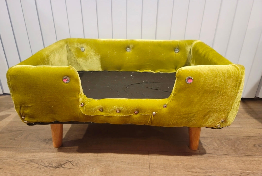 Velvet Contemporary Pet Bed, luxury pet bed with legs, upholstered pet bed