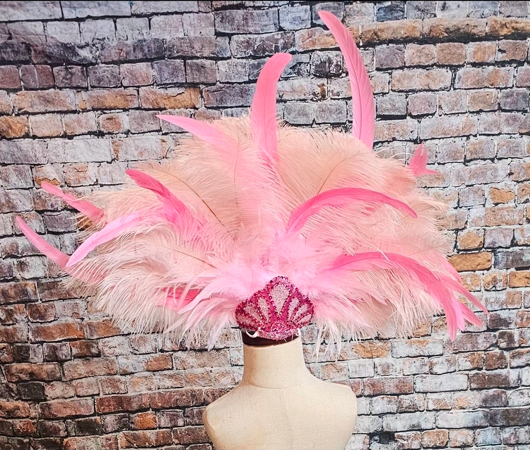 Pink Feather pet head piece, feather pet headdress, showgirl pet head dress