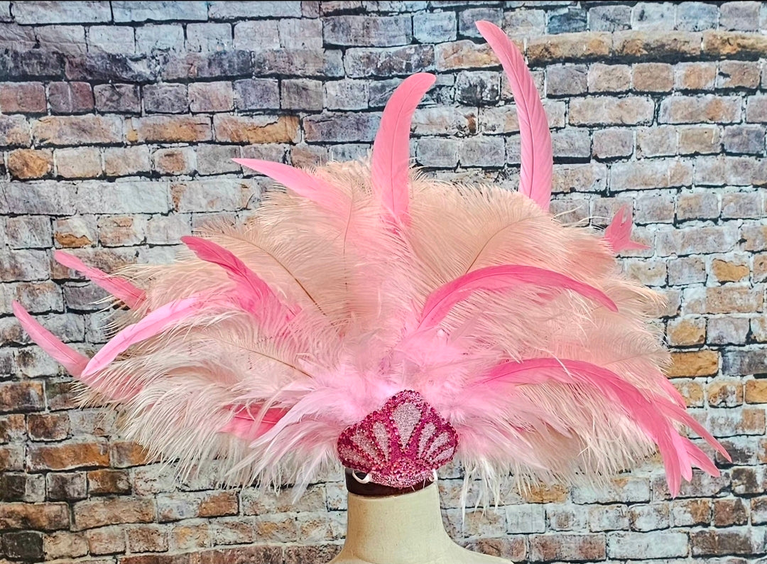 Pink Feather pet head piece, feather pet headdress, showgirl pet head dress