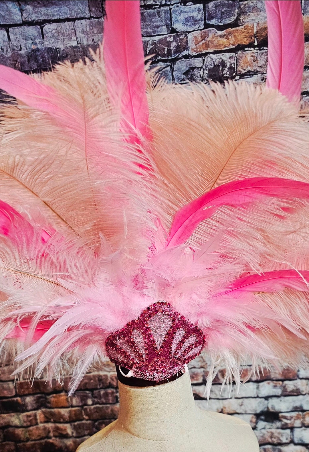 Pink Feather pet head piece, feather pet headdress, showgirl pet head dress