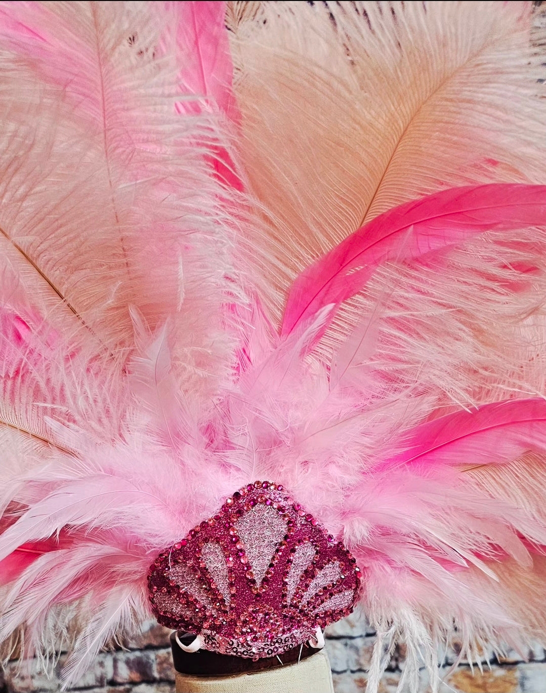 Pink Feather pet head piece, feather pet headdress, showgirl pet head dress
