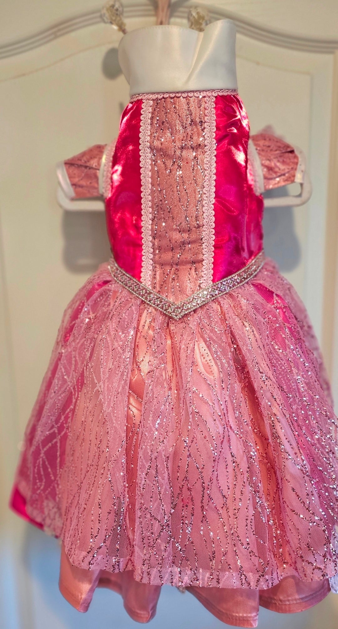 Princess Pet Dress, Princess pink pet dress, glitter pink dog dress