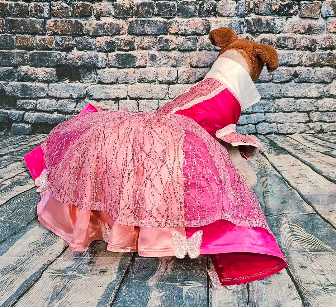 Princess Pet Dress, Princess pink pet dress, glitter pink dog dress