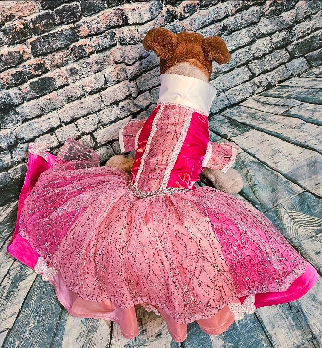 Princess Pet Dress, Princess pink pet dress, glitter pink dog dress