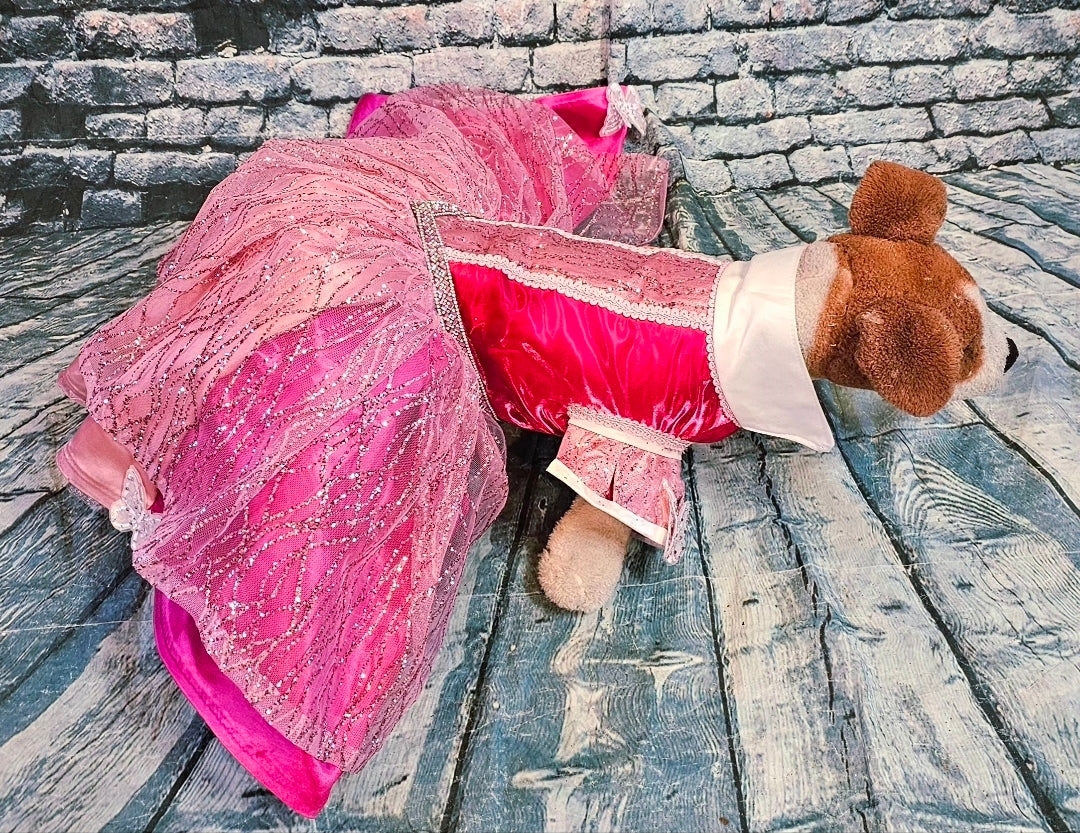 Princess Pet Dress, Princess pink pet dress, glitter pink dog dress