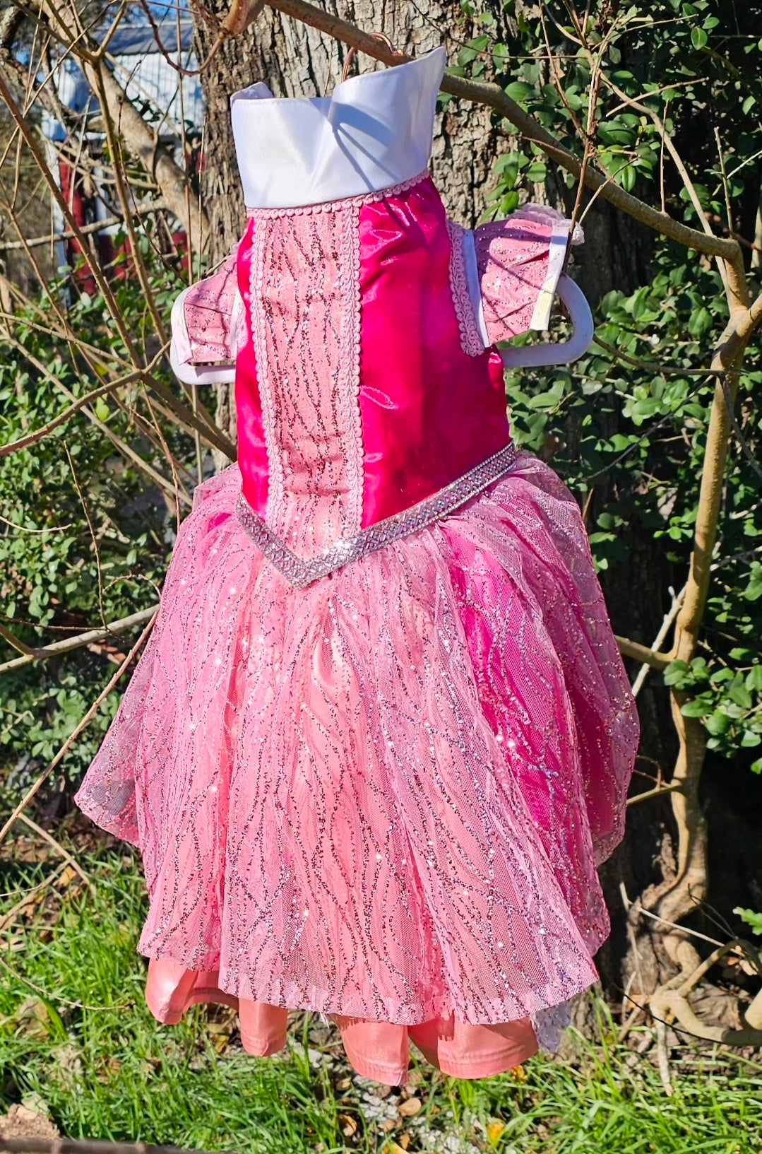 Princess Pet Dress, Princess pink pet dress, glitter pink dog dress