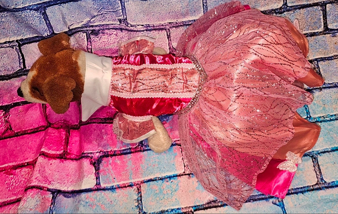 Princess Pet Dress, Princess pink pet dress, glitter pink dog dress