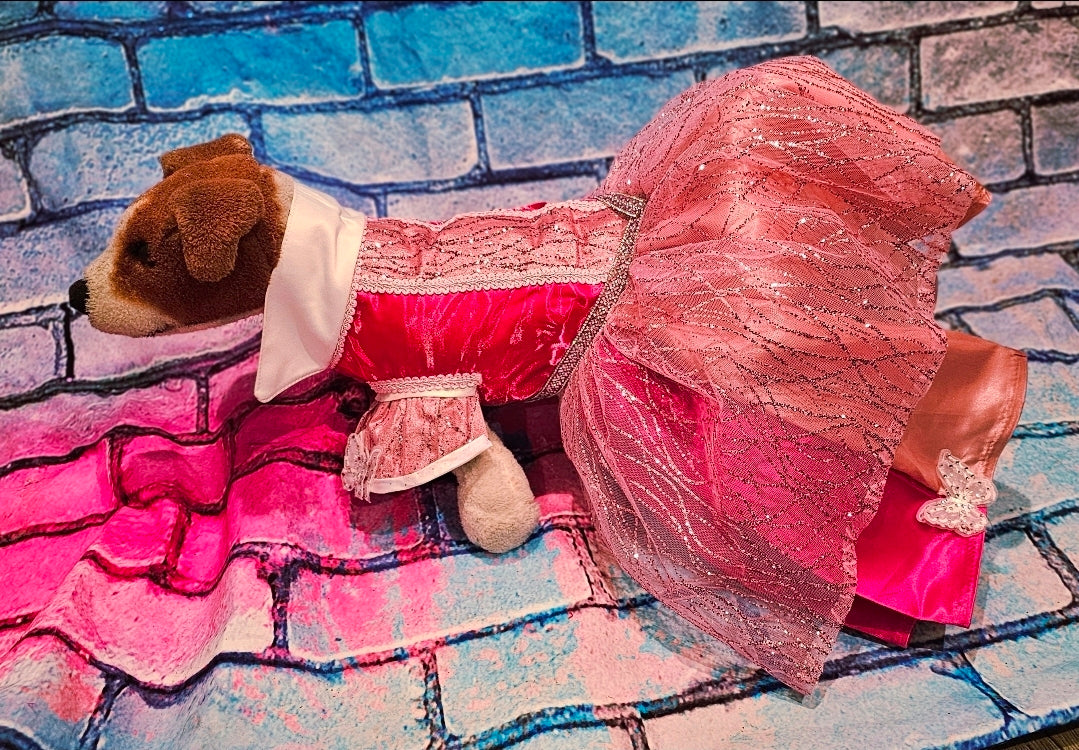 Princess Pet Dress, Princess pink pet dress, glitter pink dog dress